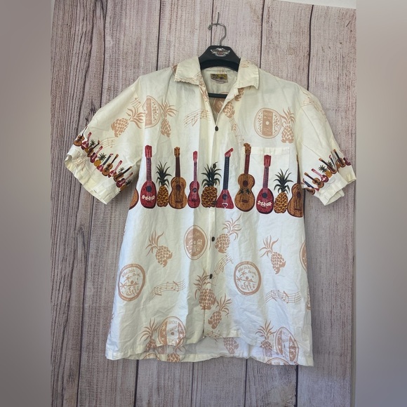 Vintage Mens Guitar Hawaiian Shirt size XL - Picture 2 of 9
